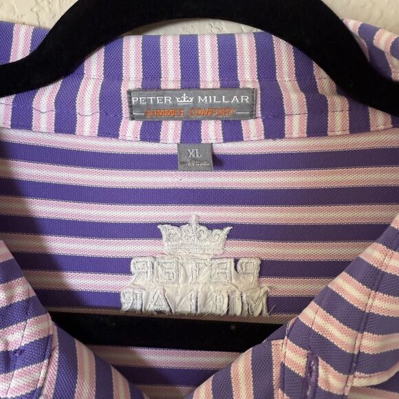 Peter Millar Shirt Mens XL Polo Golf Short Sleeve Summer Comfort Pink/Purple - Picture 3 of 9
